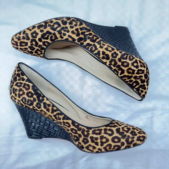 New Cole Haan Calf Hair Leopard Print Marit Wedges - Picture 5 of 10
